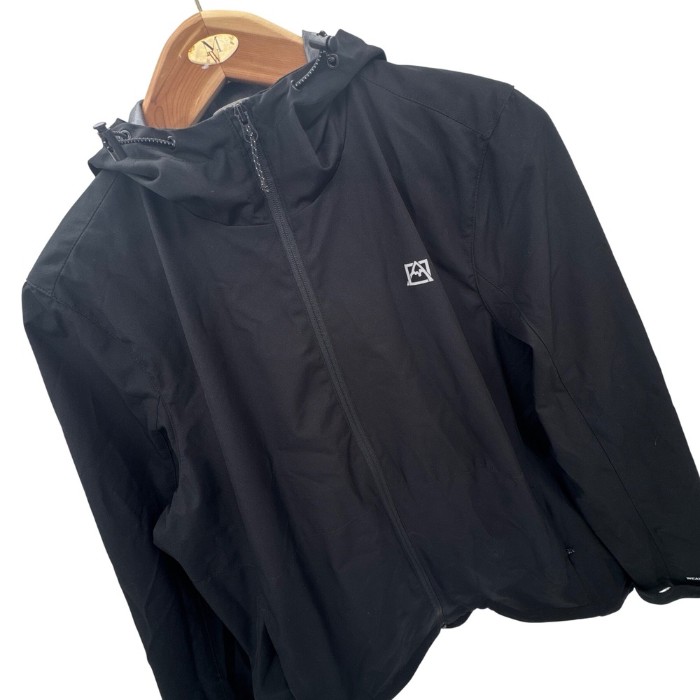 Avalanche Outdoor Supply Mens L Black Weather Shield Hooded Rain Jacket‎